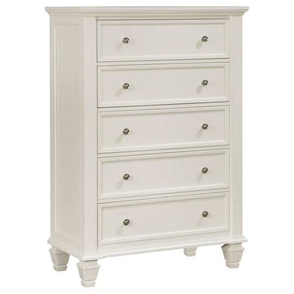 Coaster Furniture Sandy Beach 201305 5-Drawer Bedroom Chest - Cream White IMAGE 1