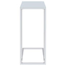  Coaster Furniture Stella 900250 White Glass Top C-Shaped Sofa Side Table - Chrome IMAGE 2