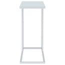  Coaster Furniture Stella 900250 White Glass Top C-Shaped Sofa Side Table - Chrome IMAGE 6