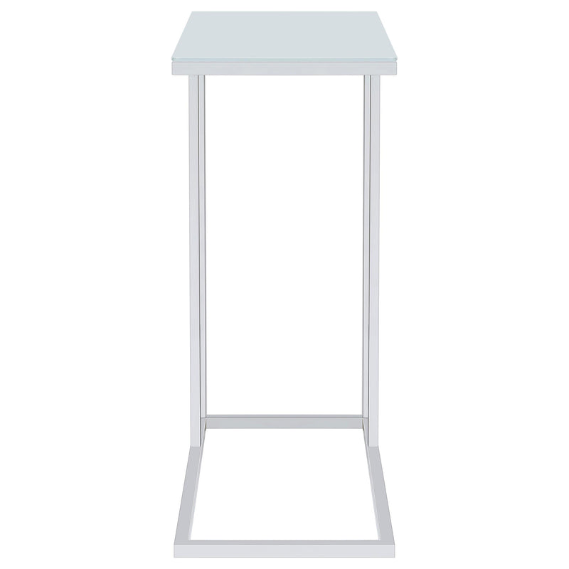  Coaster Furniture Stella 900250 White Glass Top C-Shaped Sofa Side Table - Chrome IMAGE 6