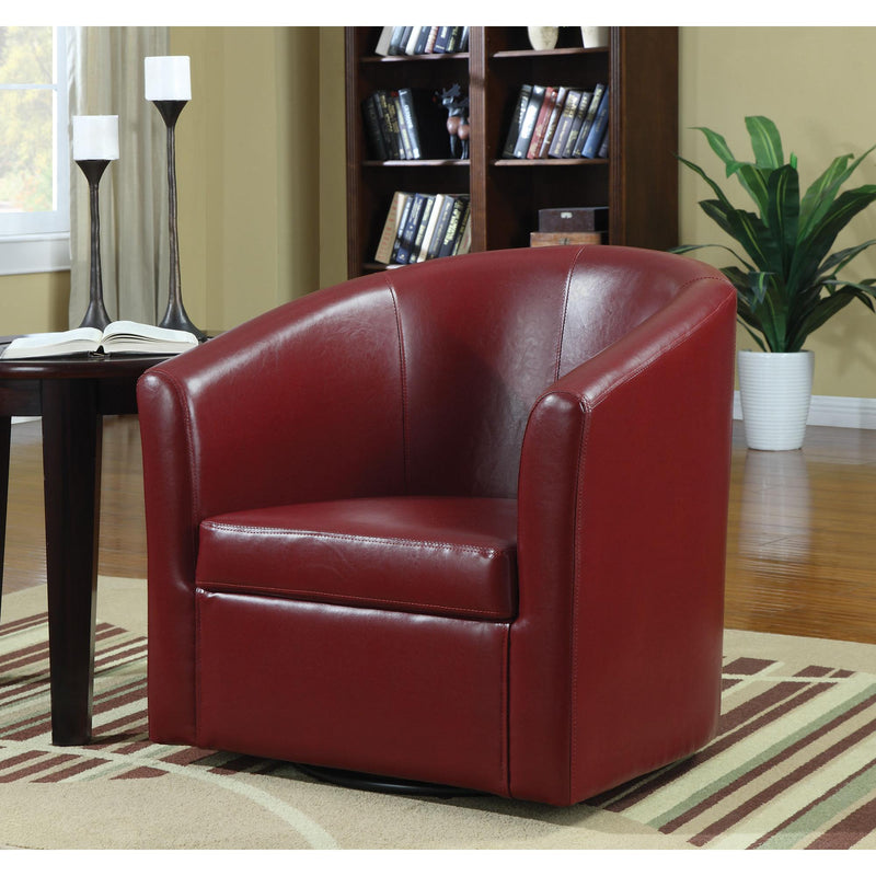  Coaster Furniture Turner 902099 Upholstered Barrel Back Swivel Chair - Red IMAGE 2