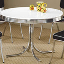  Coaster Furniture Retro 2388 Round 42-inch Wood Top Dining Table - White and Chrome IMAGE 1