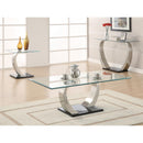  Coaster Furniture Pruitt 701237 Rectangular Glass Top Metal End Table - Satin Silver IMAGE 2