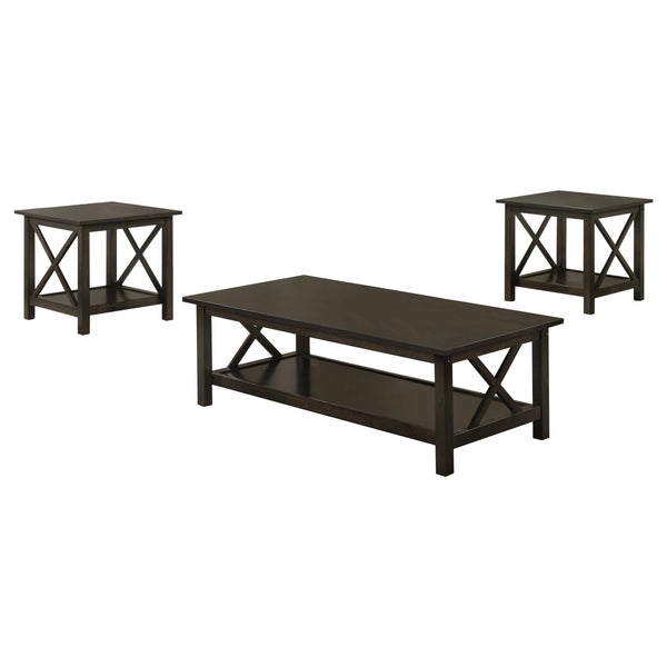 Coaster Furniture Rachelle 5909 3-piece Rectangular Coffee Table Set - Deep Merlot IMAGE 1