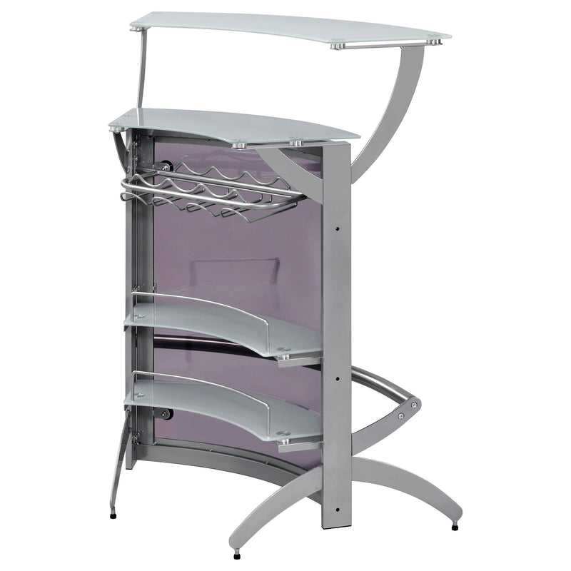  Coaster Furniture Dallas 100135 2-shelf Curved Freestanding Home Bar Cabinet - Silver IMAGE 7