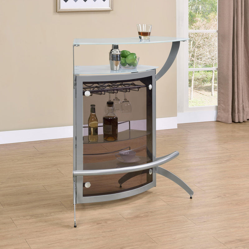 Coaster Furniture Dallas 100135 2-shelf Curved Freestanding Home Bar Cabinet - Silver IMAGE 9