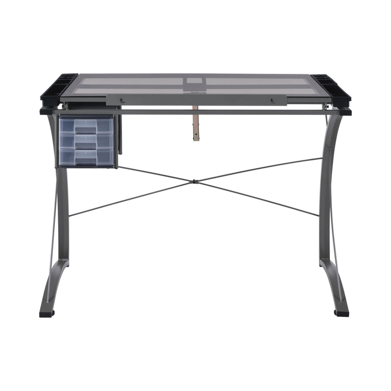  Coaster Furniture Melo 800986 41-inch Glass Top Drafting Table with Storage - Silver IMAGE 2
