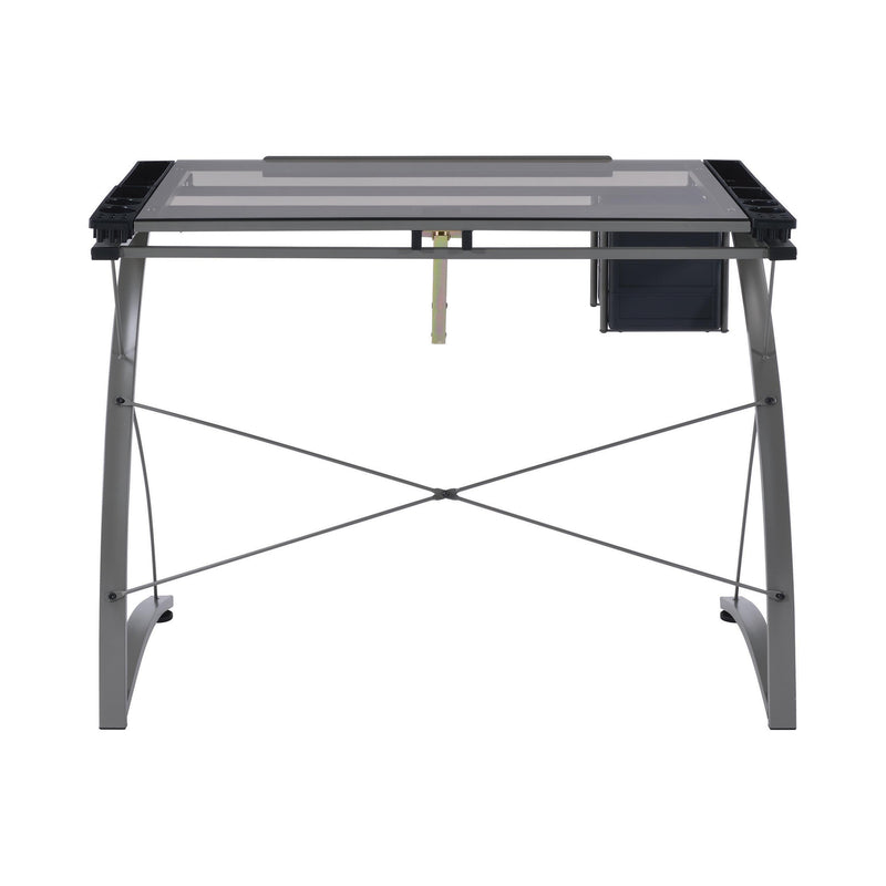  Coaster Furniture Melo 800986 41-inch Glass Top Drafting Table with Storage - Silver IMAGE 4