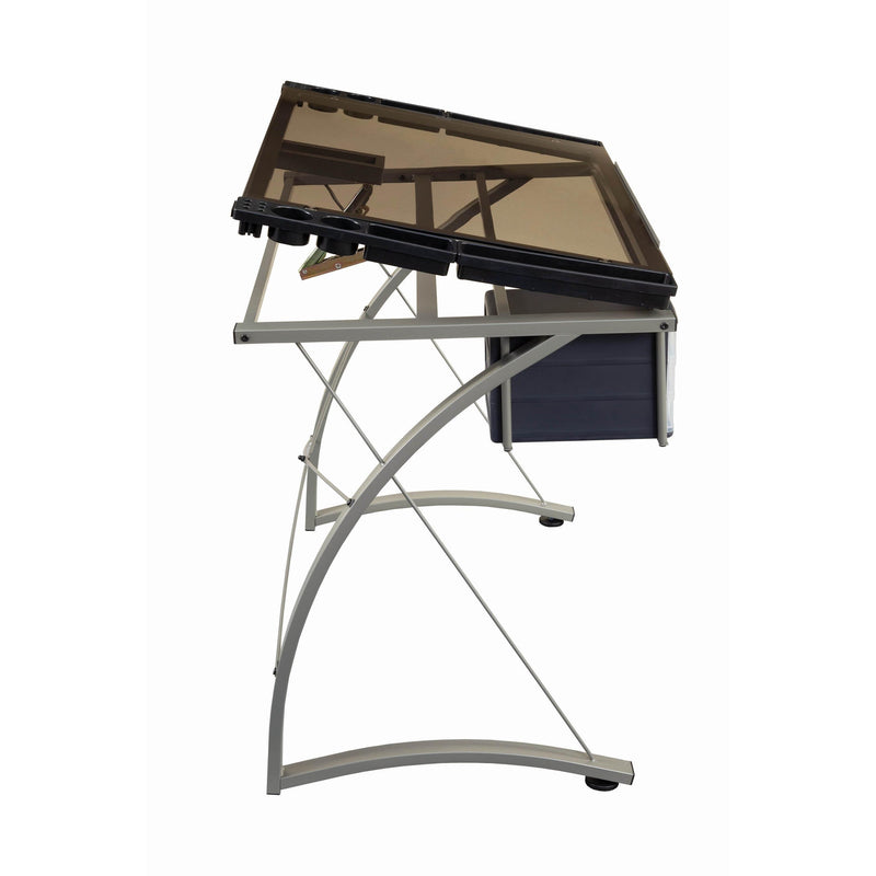  Coaster Furniture Melo 800986 41-inch Glass Top Drafting Table with Storage - Silver IMAGE 5