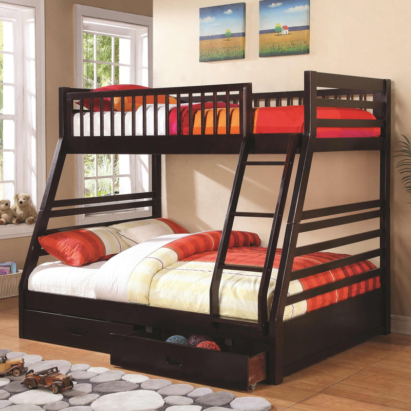  Coaster Furniture Ashton 460184 2-Drawer Wood Twin Over Full Bunk Bed - Cappuccino IMAGE 1