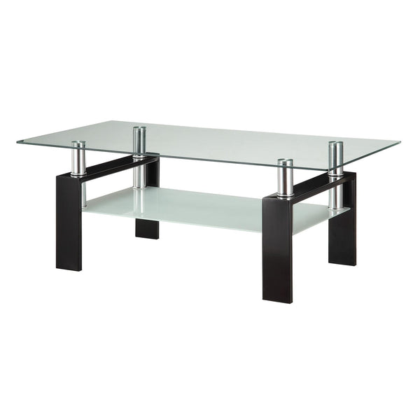  Coaster Furniture Dyer 702288 1-shelf Rectangular Glass Top Coffee Table - Black IMAGE 1