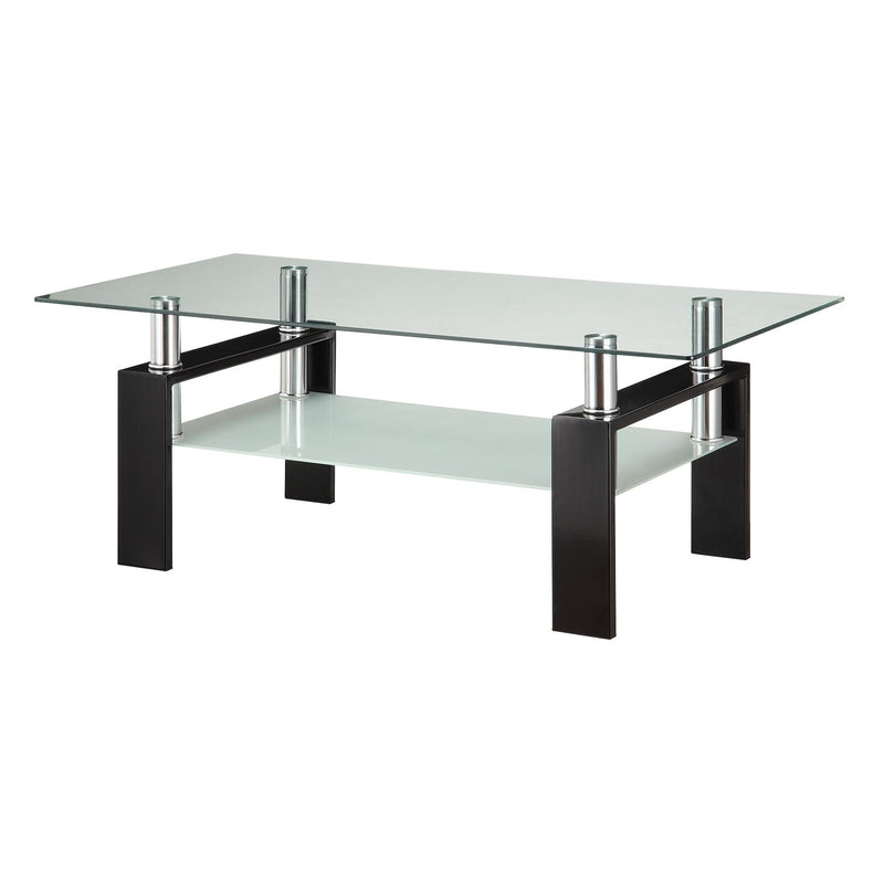  Coaster Furniture Dyer 702288 1-shelf Rectangular Glass Top Coffee Table - Black IMAGE 1