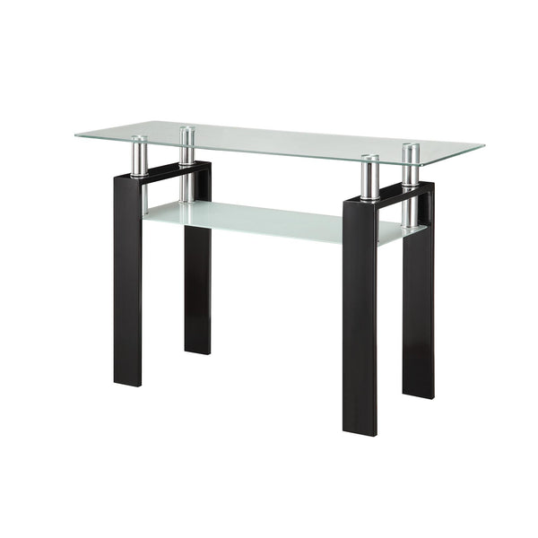  Coaster Furniture Dyer 702289 Rectangular Glass Top Entryway Sofa Console Table - Black IMAGE 1