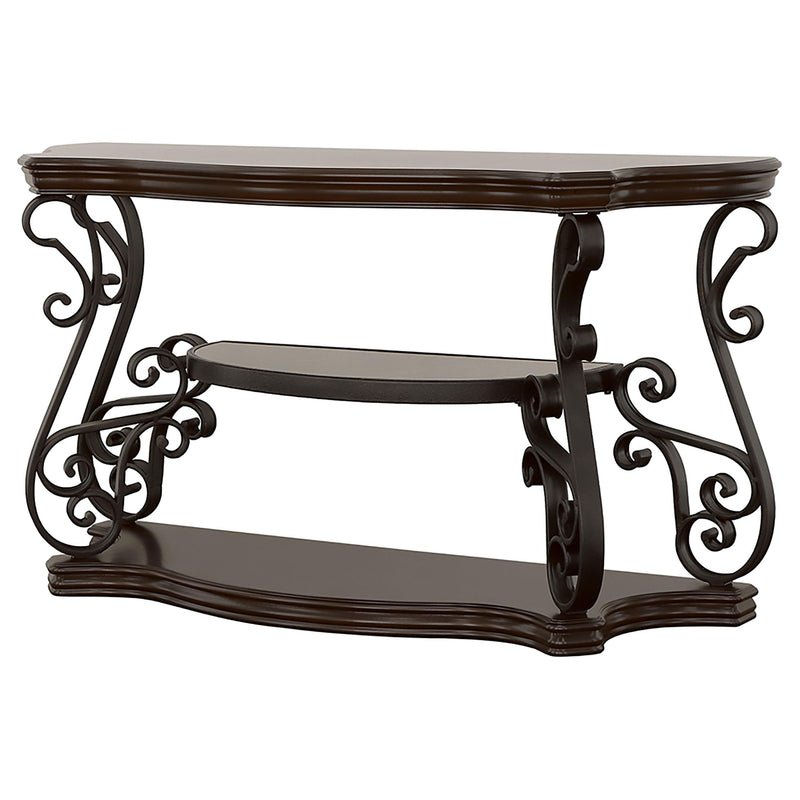 Coaster Furniture Laney 702449 Scrollwork Entryway Sofa Console Table - Deep Merlot IMAGE 4