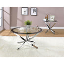  Coaster Furniture Brooke 702588 Round Glass Top Coffee Table Metal Base - Chrome IMAGE 3