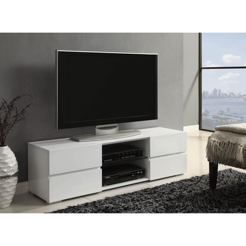  Coaster Furniture Galvin 700825 4-Drawer Wood 55" TV Stand - White High Gloss IMAGE 2