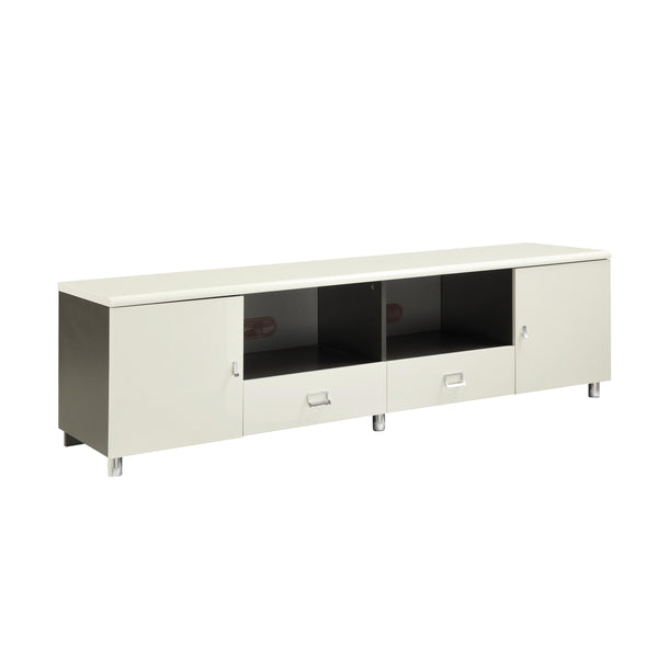  Coaster Furniture Burkett 700910 2-door Engineered Wood 71" TV Stand - White High Gloss IMAGE 1