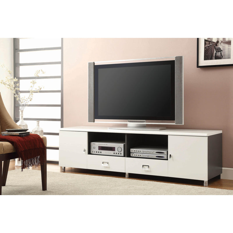  Coaster Furniture Burkett 700910 2-door Engineered Wood 71" TV Stand - White High Gloss IMAGE 2