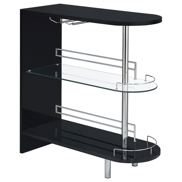  Coaster Furniture Adolfo 101063 Rectangular 2-tier Home Bar Table - Black High Gloss IMAGE 1