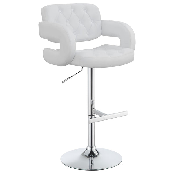  Coaster Furniture Brandi 102557 Adjustable Bar Stool - Chrome and White IMAGE 1