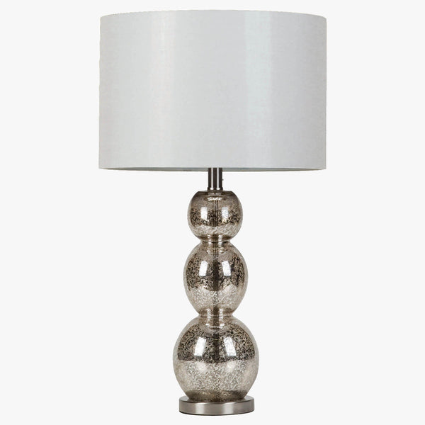  Coaster Furniture Mineta 901185 27-inch Drum Shade Stacked Table Lamp - Antique Silver IMAGE 1