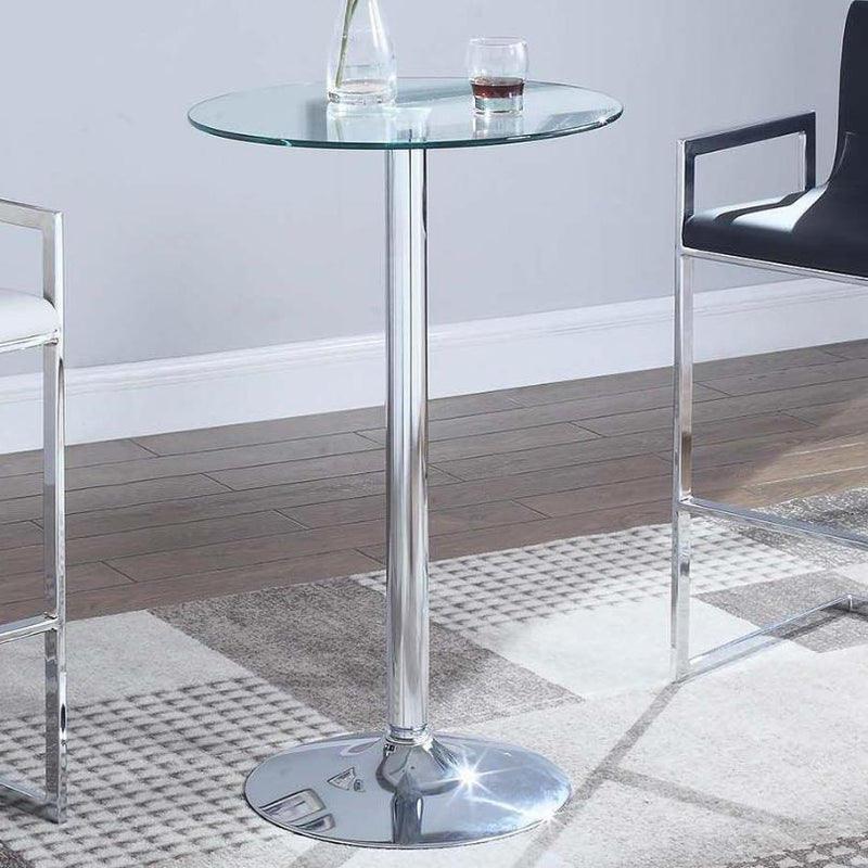 Coaster Furniture Abiline 120341 Round 24-inch Glass Top Bistro Bar Table - Chrome IMAGE 2