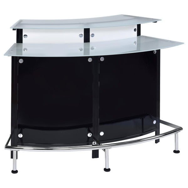  Coaster Furniture Keystone 100139 Curved Glass Top Home Bar Wine Cabinet - Black IMAGE 1