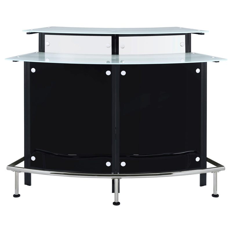  Coaster Furniture Keystone 100139 Curved Glass Top Home Bar Wine Cabinet - Black IMAGE 2