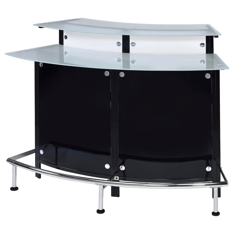  Coaster Furniture Keystone 100139 Curved Glass Top Home Bar Wine Cabinet - Black IMAGE 3