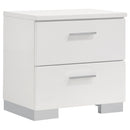  Coaster Furniture Felicity 203502 2-Drawer Nightstand - White High Gloss IMAGE 1