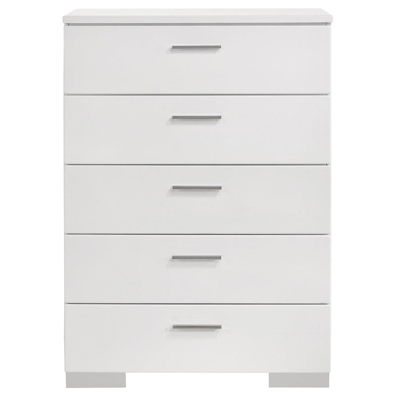  Coaster Furniture Felicity 203505 5-Drawer Bedroom Chest - White High Gloss IMAGE 2