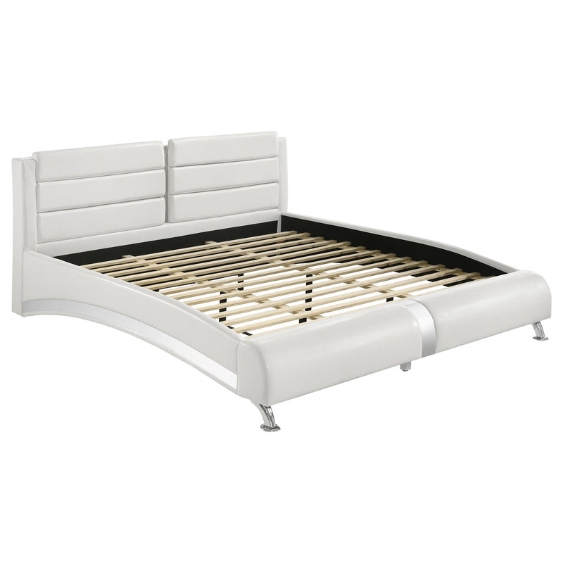  Coaster Furniture Jeremaine 300345KE Upholstered Eastern King Sleigh Bed - White IMAGE 1
