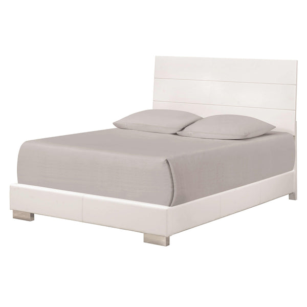  Coaster Furniture Felicity 203501Q Wood Queen Panel Bed - White High Gloss IMAGE 1