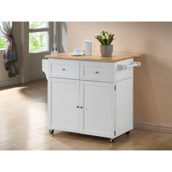  Coaster Furniture Jalen 900558 3-door Mobile Kitchen Cart - Natural Brown and White IMAGE 1