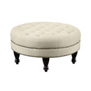  Coaster Furniture Elchin 500018 Round Upholstered Tufted Ottoman - Oatmeal IMAGE 1