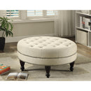  Coaster Furniture Elchin 500018 Round Upholstered Tufted Ottoman - Oatmeal IMAGE 2