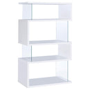  Coaster Furniture Emelle 800300 63-inch 4-shelf Glass Panel Bookshelf - White IMAGE 1