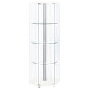  Coaster Furniture Zahavah 950001 4-shelf Hexagonal Clear Glass Curio Cabinet - White IMAGE 1