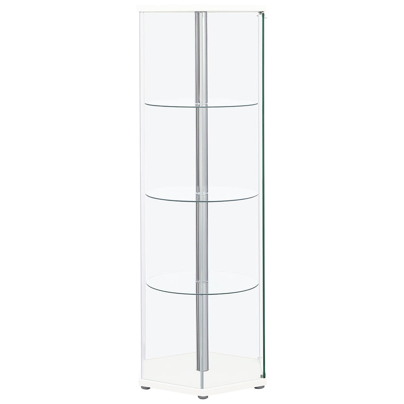  Coaster Furniture Zahavah 950001 4-shelf Hexagonal Clear Glass Curio Cabinet - White IMAGE 6