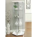  Coaster Furniture Zahavah 950001 4-shelf Hexagonal Clear Glass Curio Cabinet - White IMAGE 7