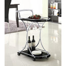  Coaster Furniture Elfman 910001 2-tier Glass Shelf Metal Bar Cart - Black and Chrome IMAGE 10
