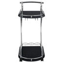  Coaster Furniture Elfman 910001 2-tier Glass Shelf Metal Bar Cart - Black and Chrome IMAGE 2