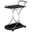  Coaster Furniture Elfman 910001 2-tier Glass Shelf Metal Bar Cart - Black and Chrome IMAGE 3