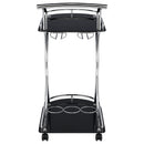  Coaster Furniture Elfman 910001 2-tier Glass Shelf Metal Bar Cart - Black and Chrome IMAGE 6
