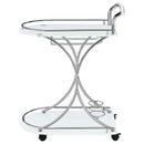  Coaster Furniture Elfman 910002 2-tier Glass Shelf Metal Bar Cart - White and Chrome IMAGE 4