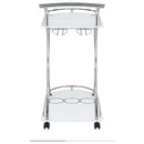  Coaster Furniture Elfman 910002 2-tier Glass Shelf Metal Bar Cart - White and Chrome IMAGE 6