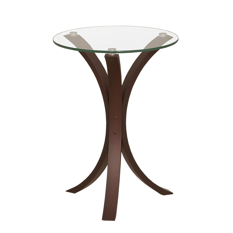  Coaster Furniture Edgar 902867 Round Glass Top Accent Side Table - Cappuccino IMAGE 1