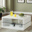  Coaster Furniture Elana 703268 1-shelf Rectangular Coffee Table - White High Gloss IMAGE 2
