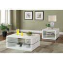  Coaster Furniture Elana 703268 1-shelf Rectangular Coffee Table - White High Gloss IMAGE 3