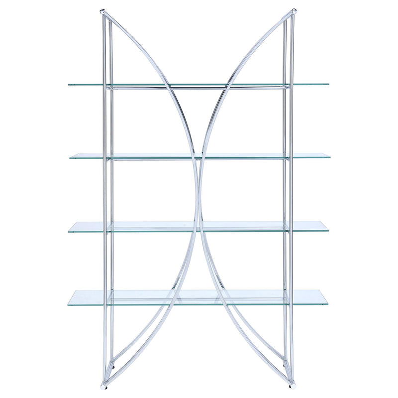  Coaster Furniture Larson 910050 73-inch 4-shelf Glass Bookshelf - Chrome IMAGE 2